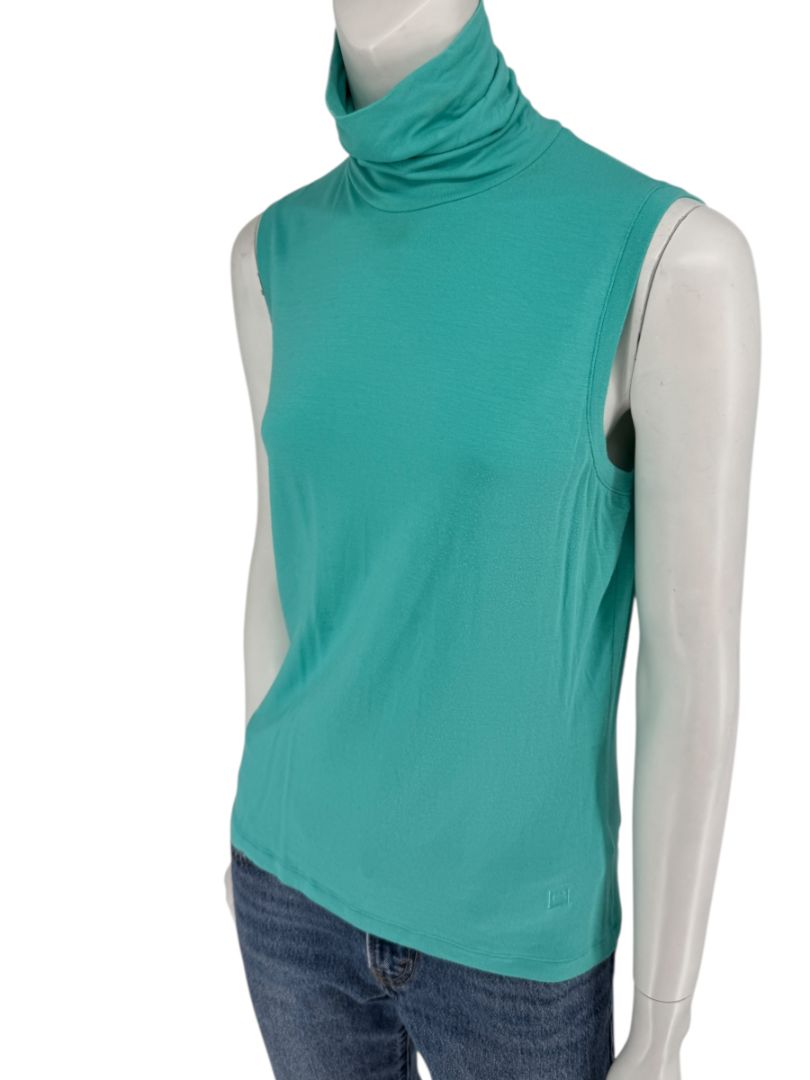 Les Copains Sleeveless Aqua Turtleneck Top – Size IT 46 (US L)