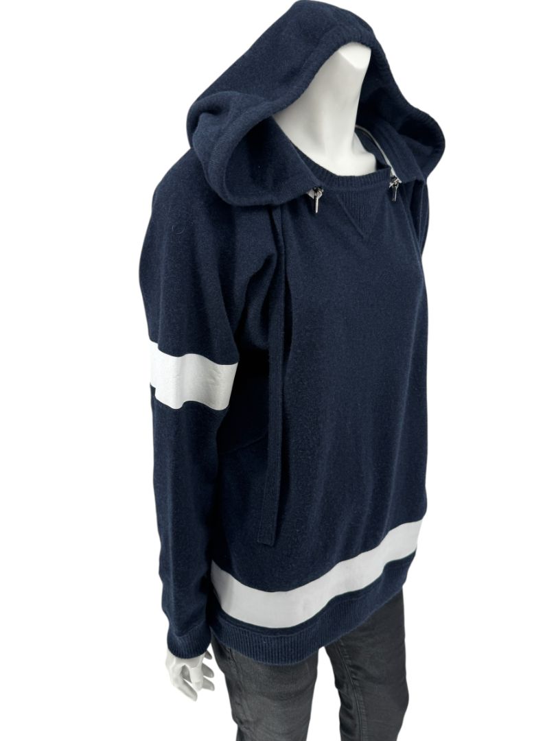 Chanel Navy & White Cashmere Hoodie – Size 40