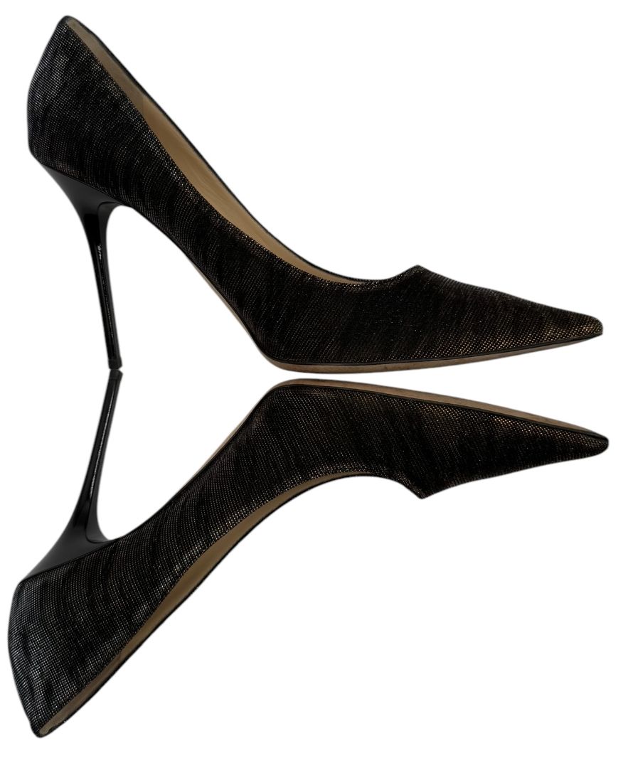 Jimmy Choo Black Textured Fabric Pointed-Toe Pumps – Size 42