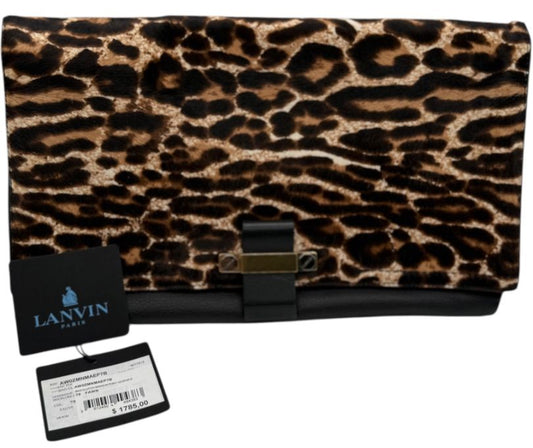 Lanvin Leopard Print Pony Hair Clutch