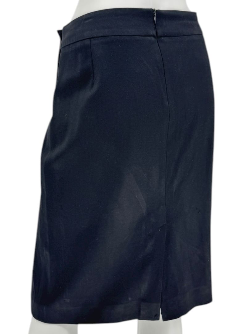 Armani Collezioni Black Virgin Wool Stretch Pencil Skirt – Size 12 (IT 48)