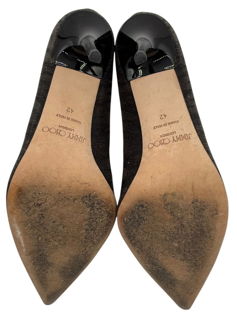 Jimmy Choo Black Textured Fabric Pointed-Toe Pumps – Size 42