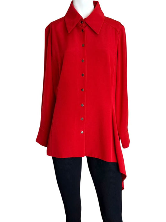 Pamella Roland Peplum Blouse with Asymmetrical Drape - Large