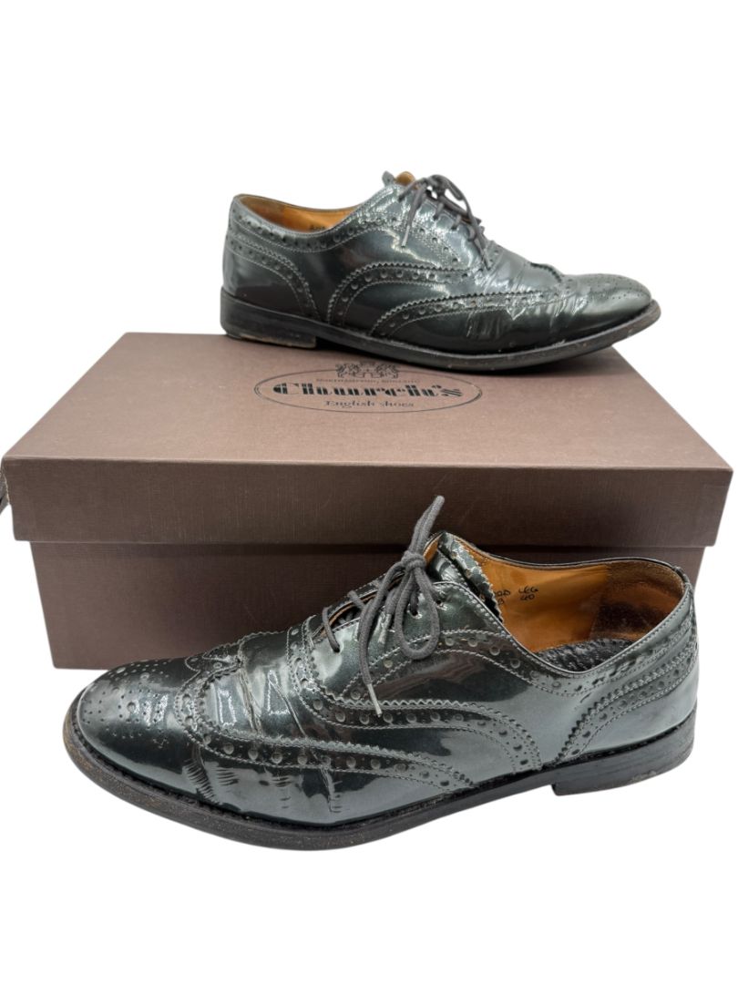 Church’s Black Patent Leather Wingtip Brogue Oxfords – Size 40