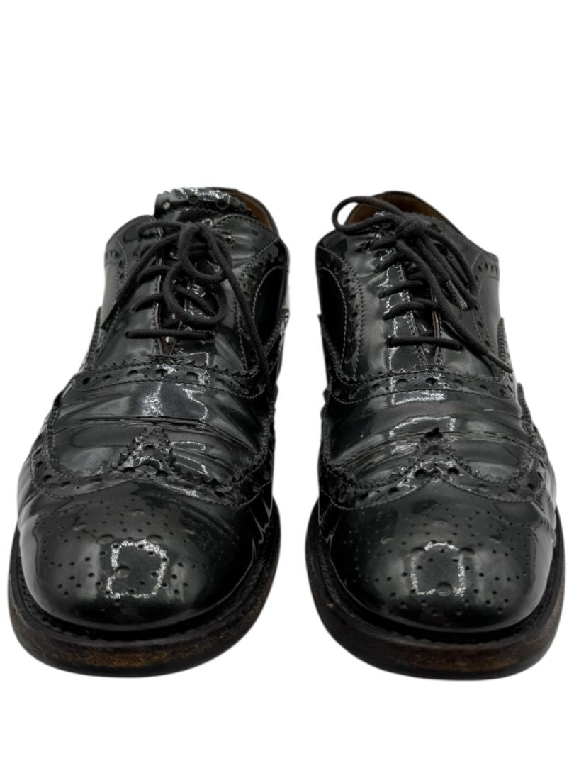 Church’s Black Patent Leather Wingtip Brogue Oxfords – Size 40