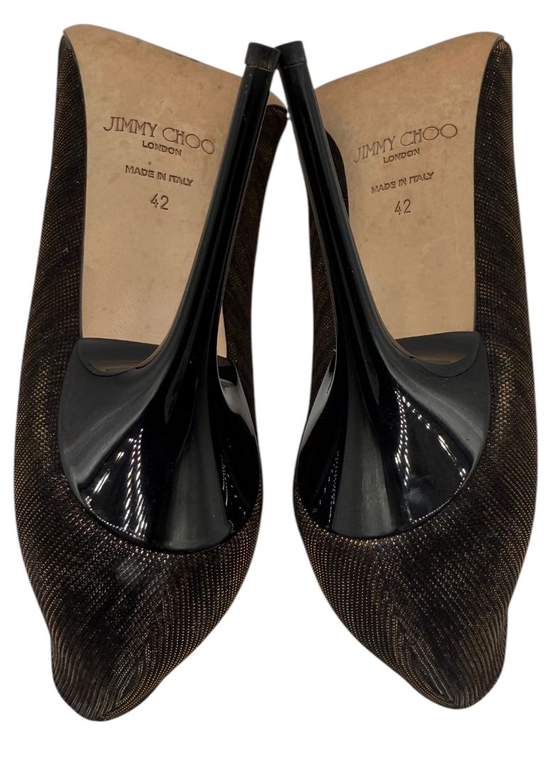 Jimmy Choo Black Textured Fabric Pointed-Toe Pumps – Size 42