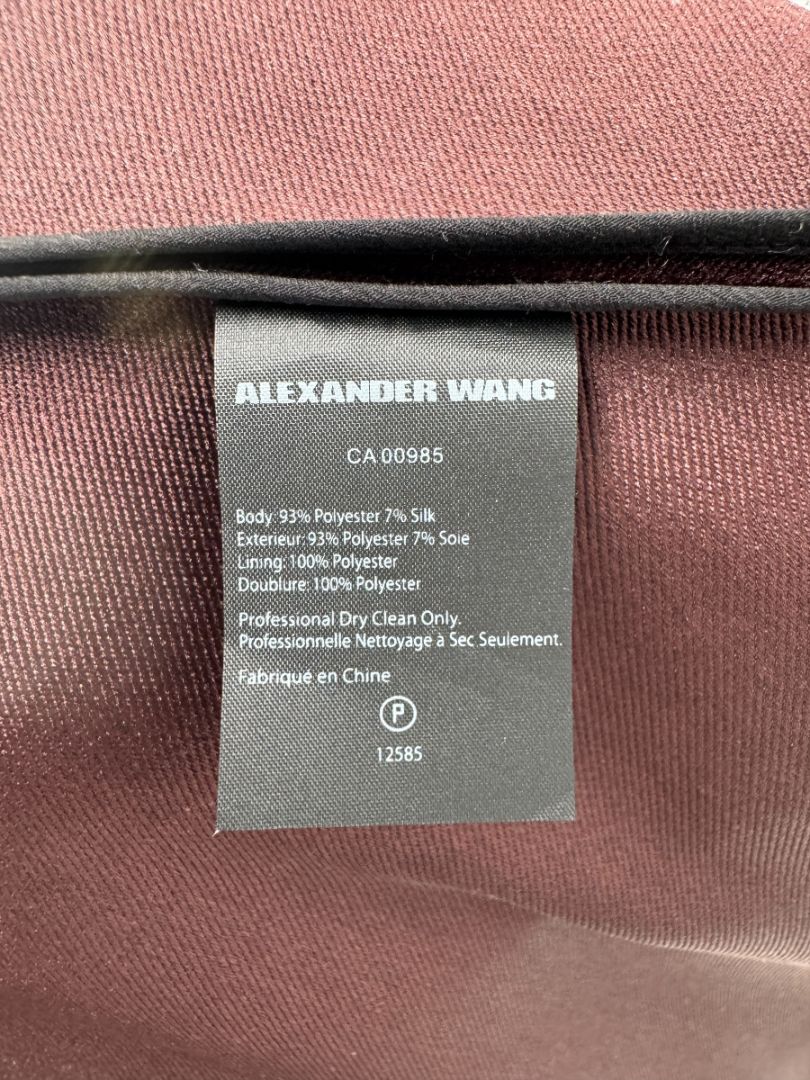 Alexander Wang Mahogany Short Sleeve Top with Fringed Back Detail