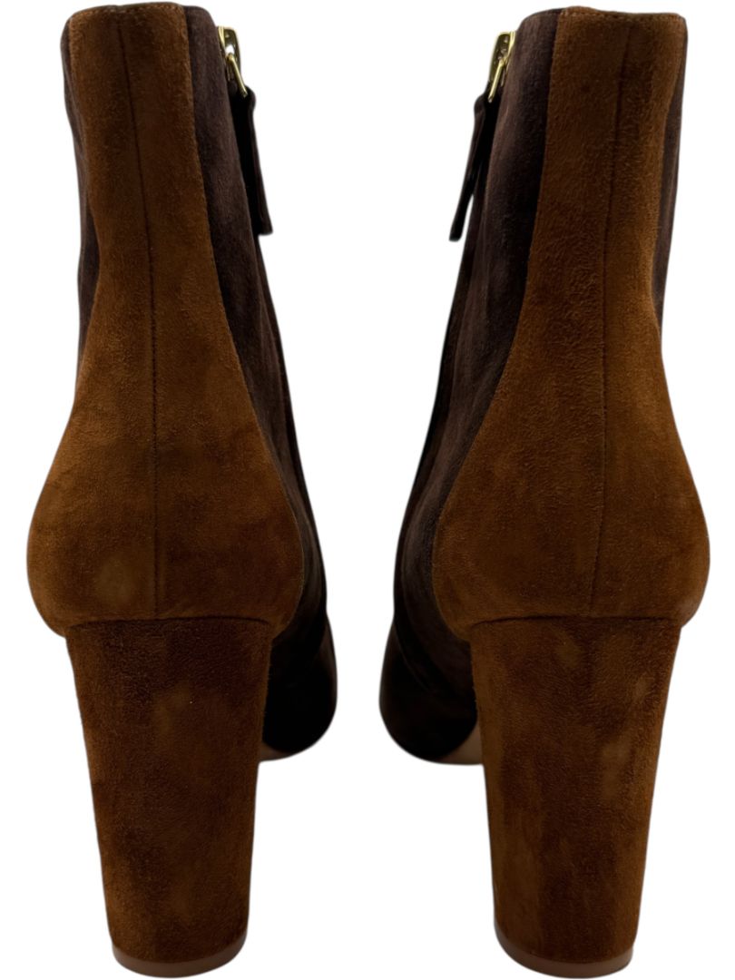 Manolo Blahnik Two-Tone Brown Suede Ankle Booties – Size 39.5