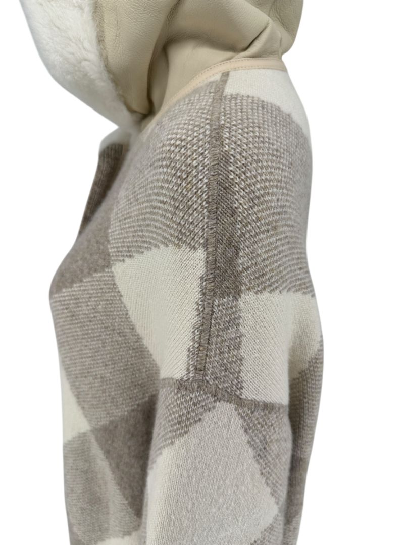 Loro Piana Natural Cashmere Argyle Hooded Coat – Size XS – Excellent Preowned Condition