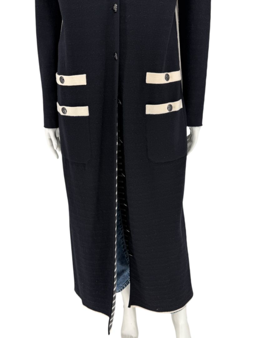 Chanel Reversible Striped Wool Long Cardigan Coat – Cruise 2010 “Venice” Collection – Size 44
