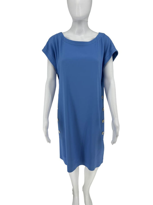 Piazza Sempione Blue Button-Detail Shift Dress - Size 42
