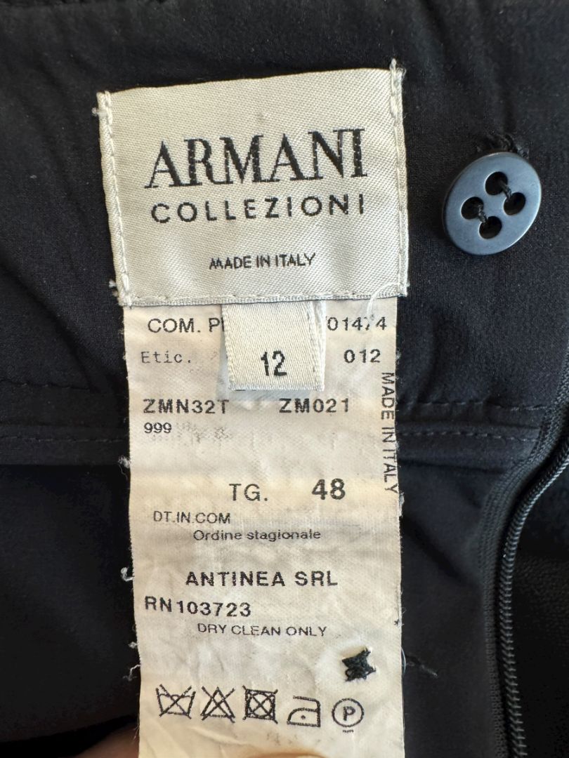 Armani Collezioni Black Virgin Wool Stretch Pencil Skirt – Size 12 (IT 48)