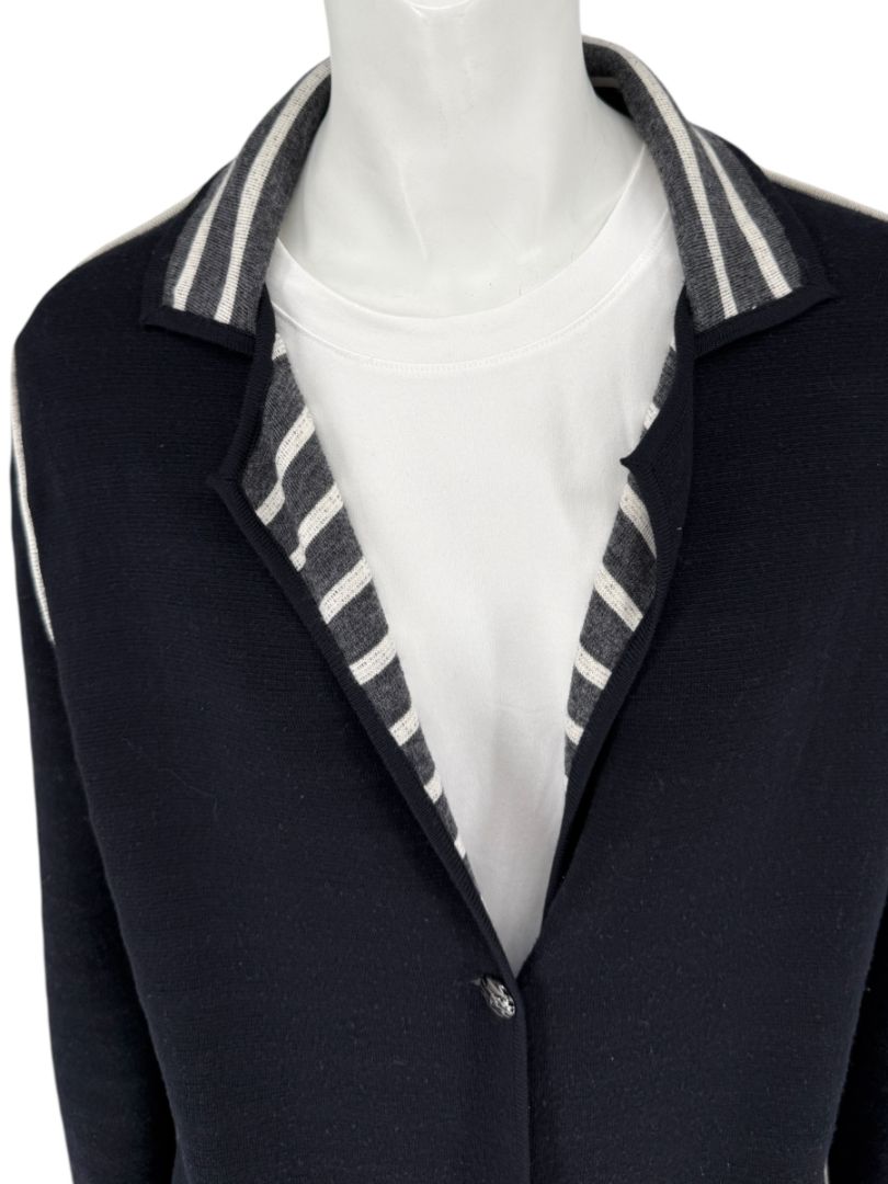 Chanel Reversible Striped Wool Long Cardigan Coat – Cruise 2010 “Venice” Collection – Size 44