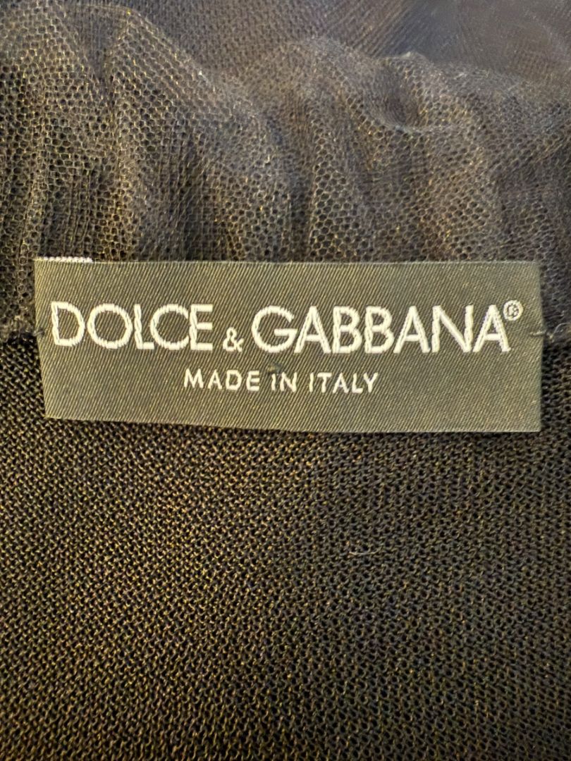 Dolce & Gabbana Black Sheer Layered V-Neck Top – Size L