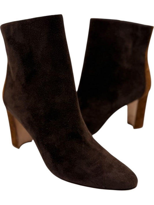 Manolo Blahnik Two-Tone Brown Suede Ankle Booties – Size 39.5