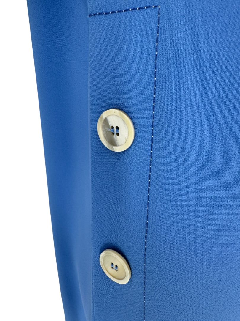 Piazza Sempione Blue Button-Detail Shift Dress - Size 42