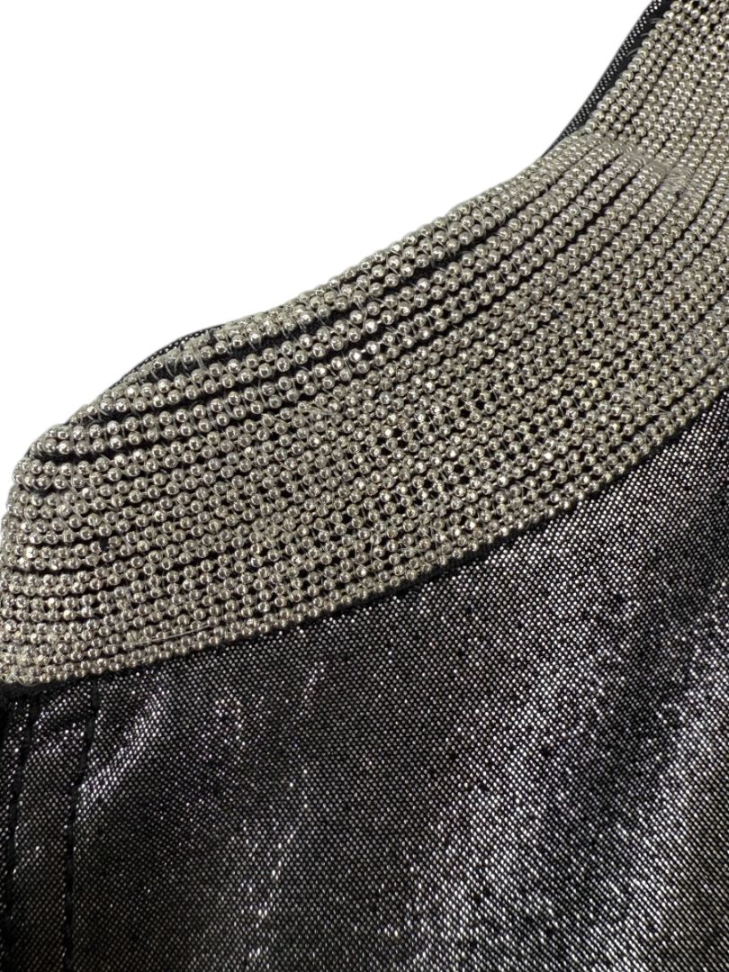 Lafayette 148 New York Metallic Leather Short-Sleeve Zip Jacket – Size M