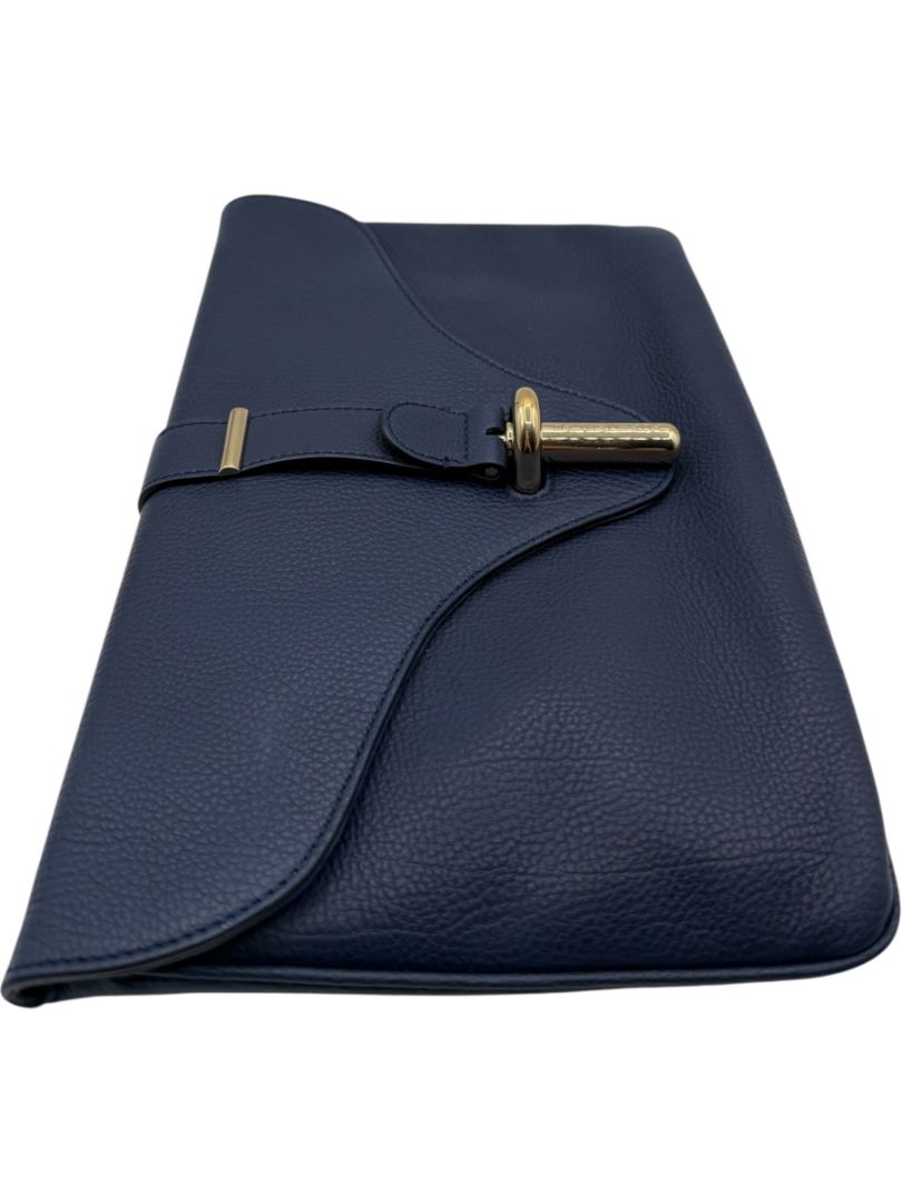 Balenciaga Leather Tube Clutch - Navy