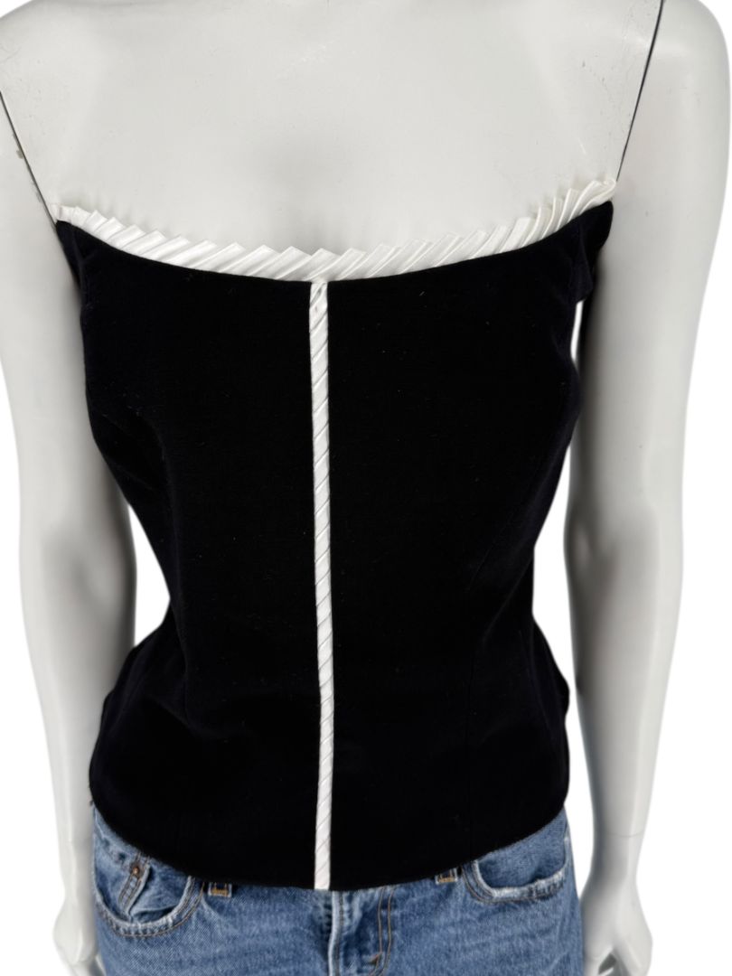 Escada Black Strapless Corset Top with Satin Trim – Size 44