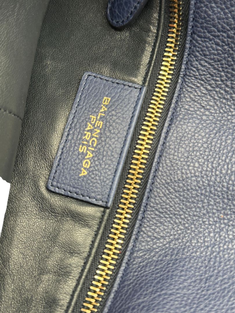 Balenciaga Leather Tube Clutch - Navy
