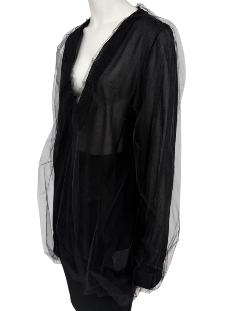 Dolce & Gabbana Black Sheer Layered V-Neck Top – Size L