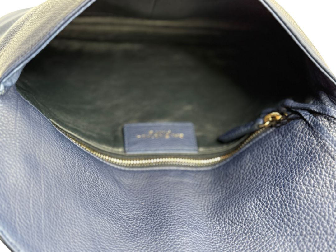 Balenciaga Leather Tube Clutch - Navy