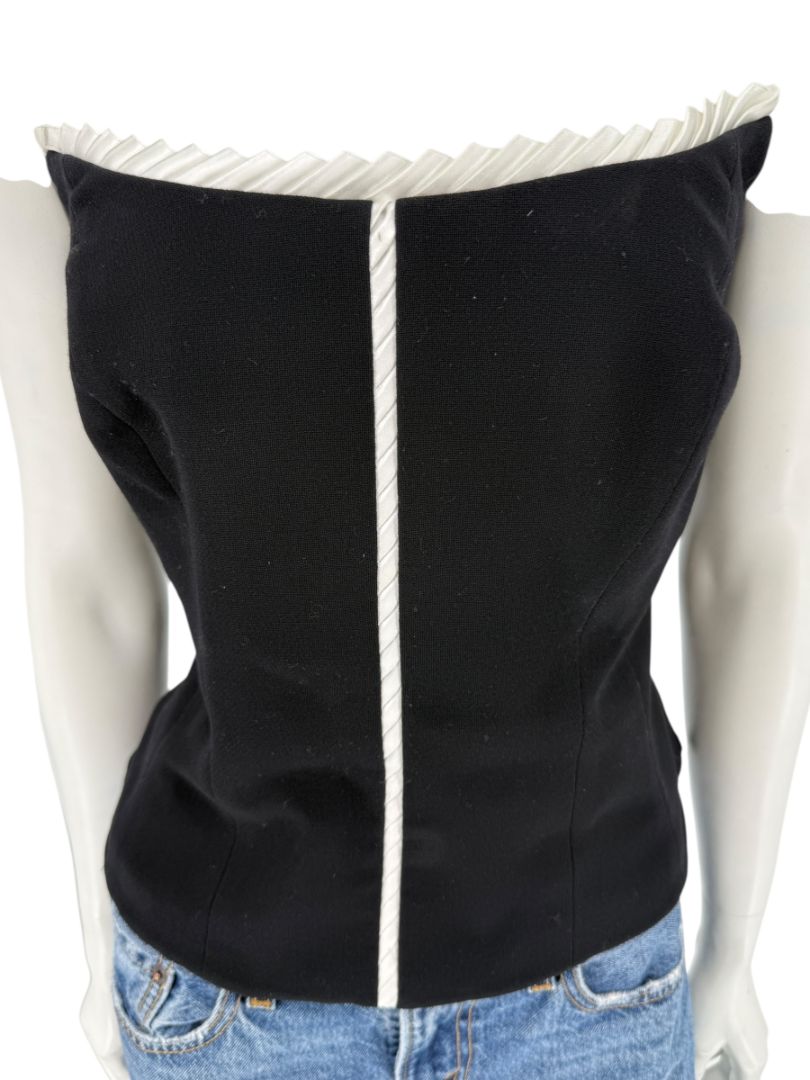 Escada Black Strapless Corset Top with Satin Trim – Size 44