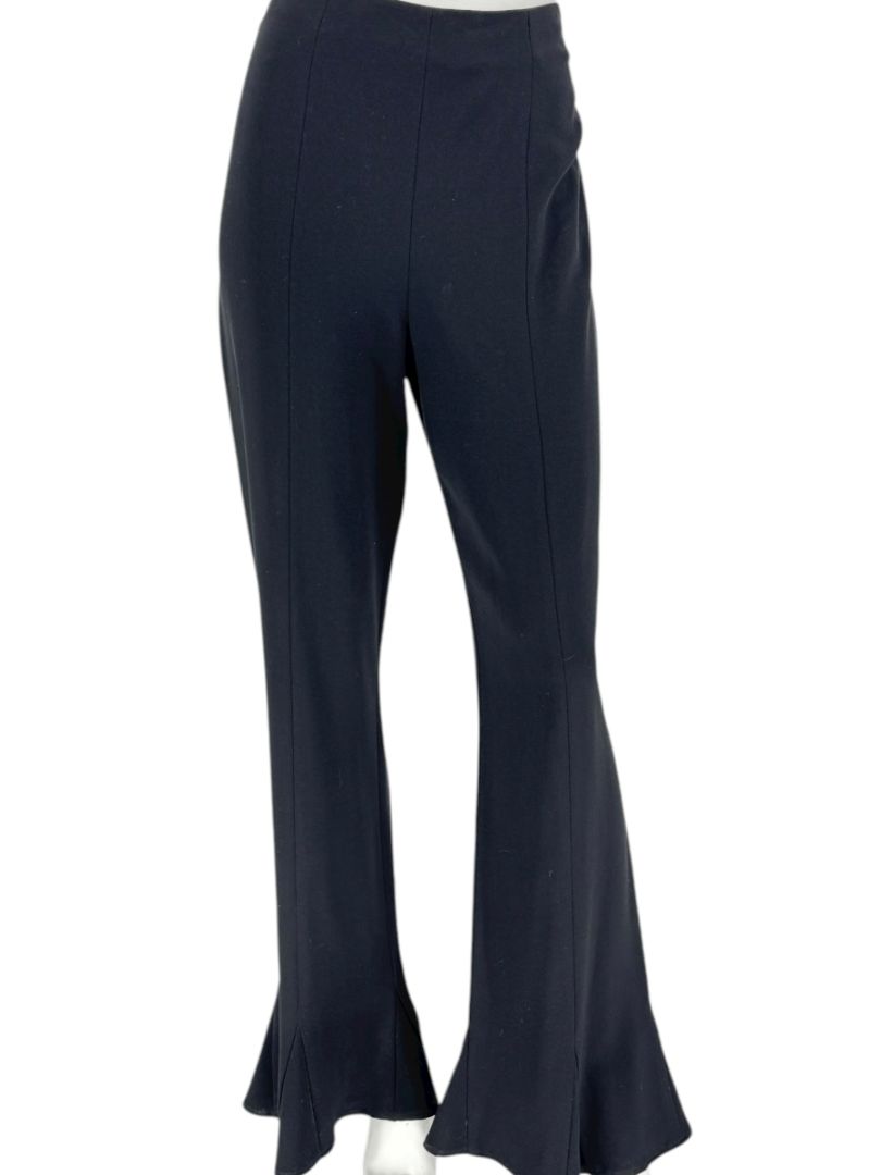 Escada Black Virgin Wool Flared Hem Trousers – Size 42