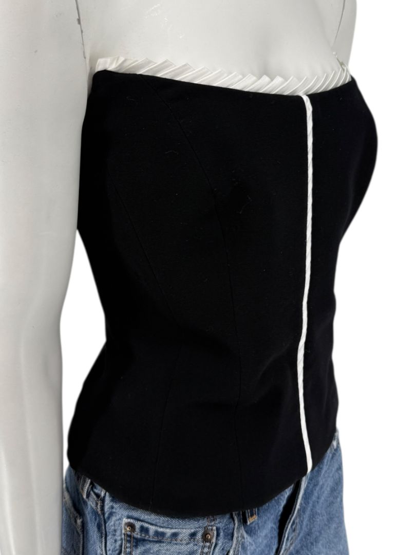 Escada Black Strapless Corset Top with Satin Trim – Size 44
