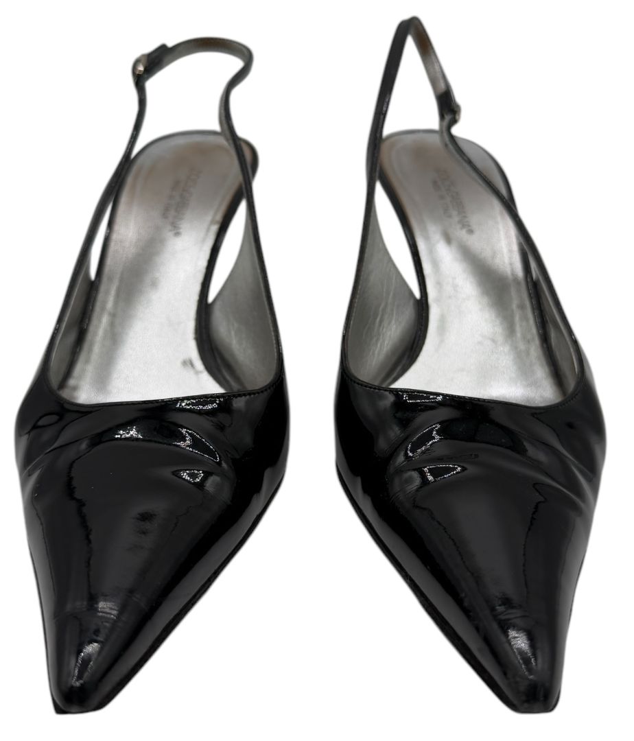 Dolce & Gabbana Black Patent Leather Slingback Pumps – Size 41.5