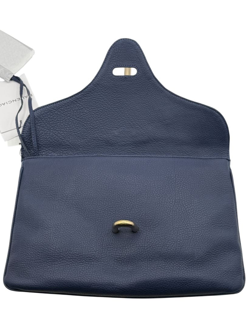 Balenciaga Leather Tube Clutch - Navy