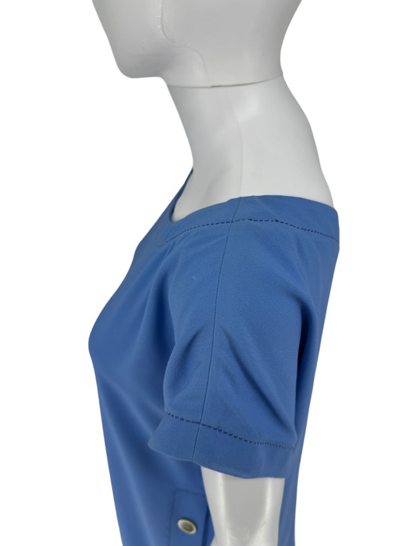 Piazza Sempione Blue Button-Detail Shift Dress - Size 42