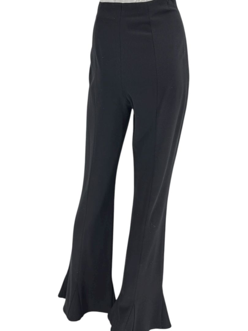 Escada Black Virgin Wool Flared Hem Trousers – Size 42