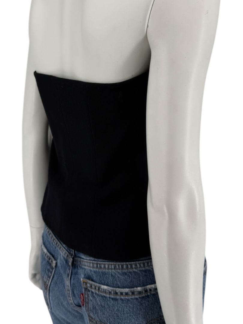Escada Black Strapless Corset Top with Satin Trim – Size 44