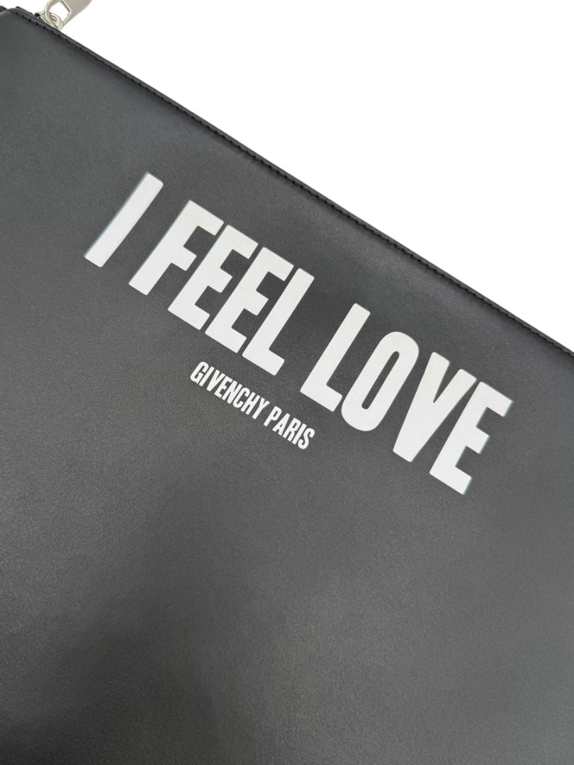 Givenchy Black Leather 'I Feel Love' Medium Clutch