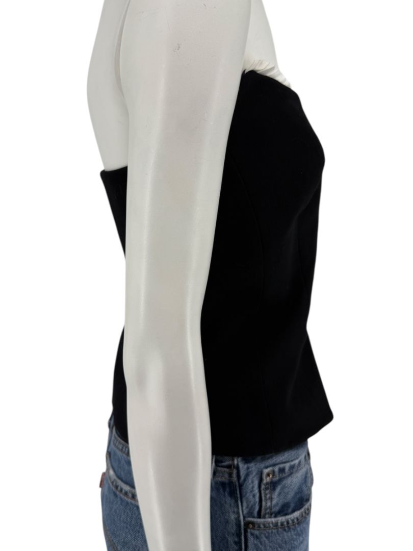 Escada Black Strapless Corset Top with Satin Trim – Size 44