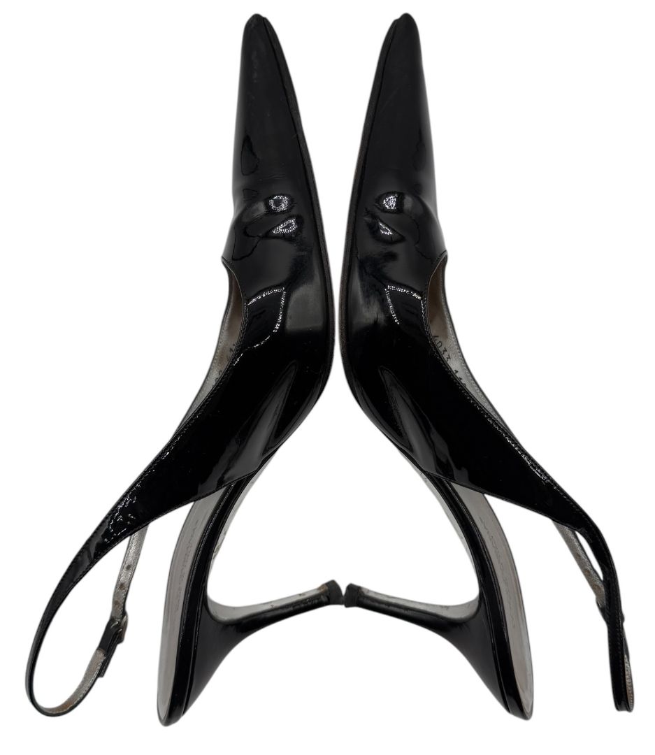 Dolce & Gabbana Black Patent Leather Slingback Pumps – Size 41.5