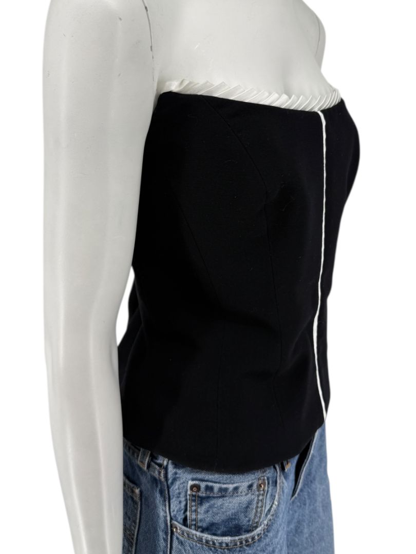 Escada Black Strapless Corset Top with Satin Trim – Size 44