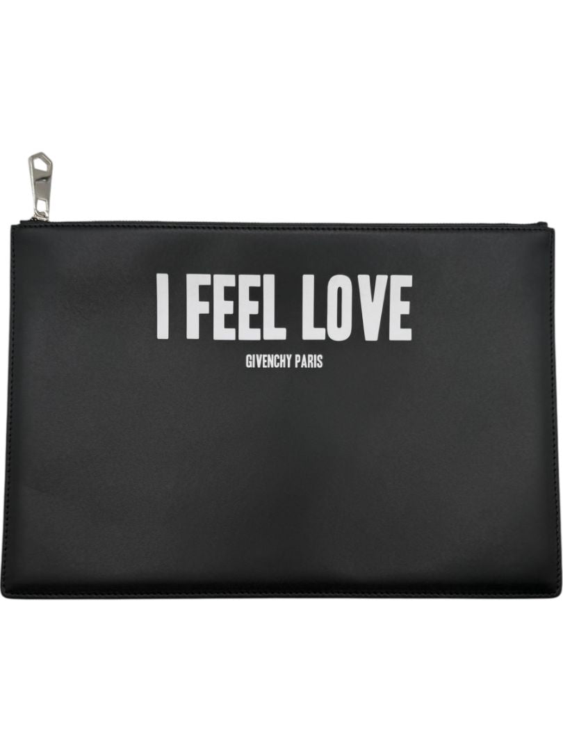 Givenchy Black Leather 'I Feel Love' Medium Clutch
