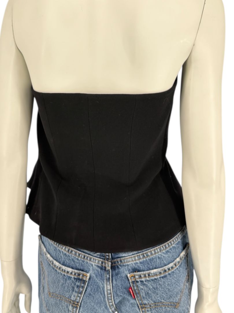 Escada Black Strapless Corset Top with Satin Trim – Size 44