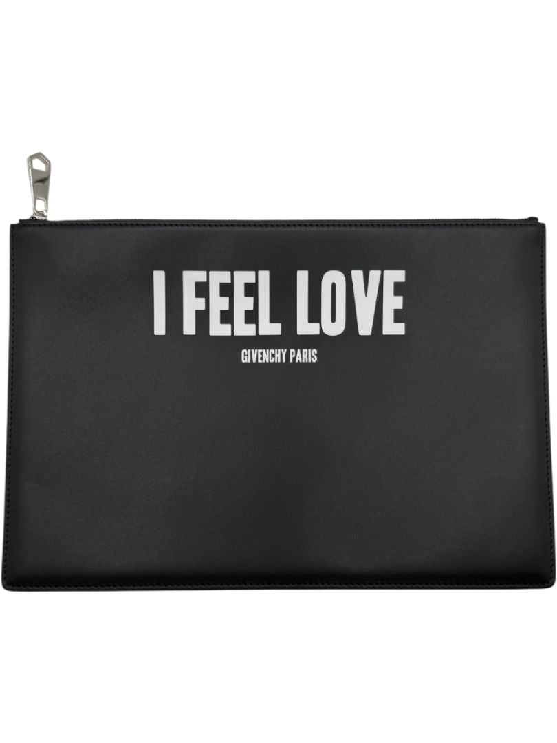 Givenchy Black Leather 'I Feel Love' Medium Clutch