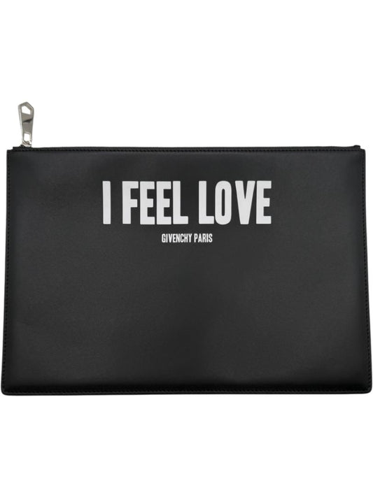 Givenchy Black Leather 'I Feel Love' Medium Clutch