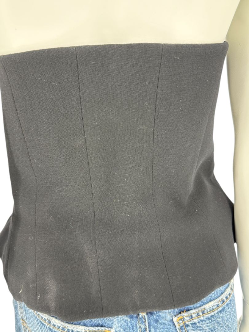 Escada Black Strapless Corset Top with Satin Trim – Size 44