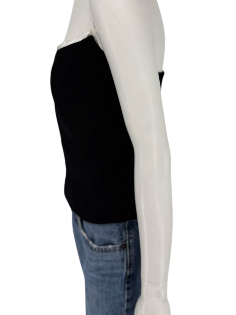 Escada Black Strapless Corset Top with Satin Trim – Size 44