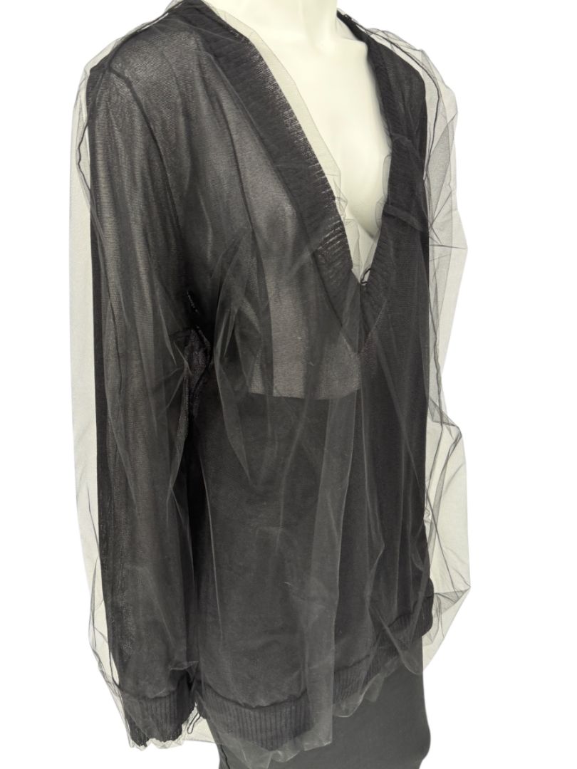 Dolce & Gabbana Black Sheer Layered V-Neck Top – Size L