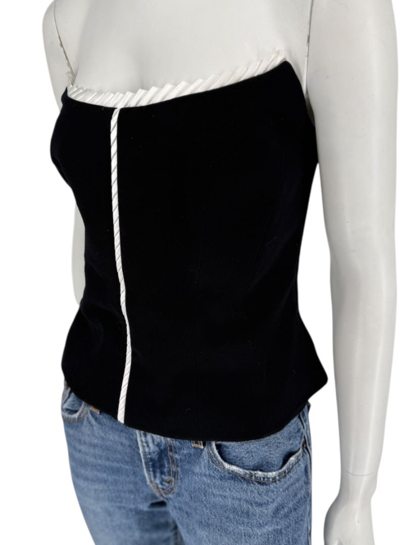 Escada Black Strapless Corset Top with Satin Trim – Size 44