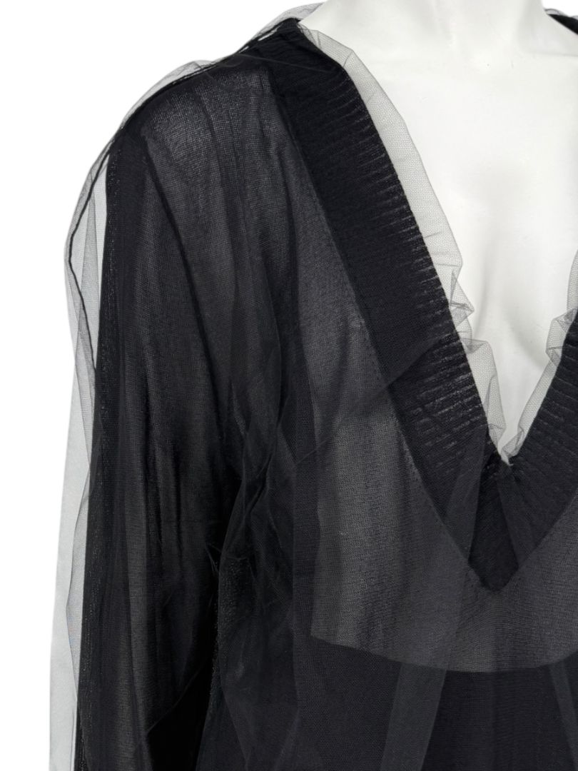 Dolce & Gabbana Black Sheer Layered V-Neck Top – Size L