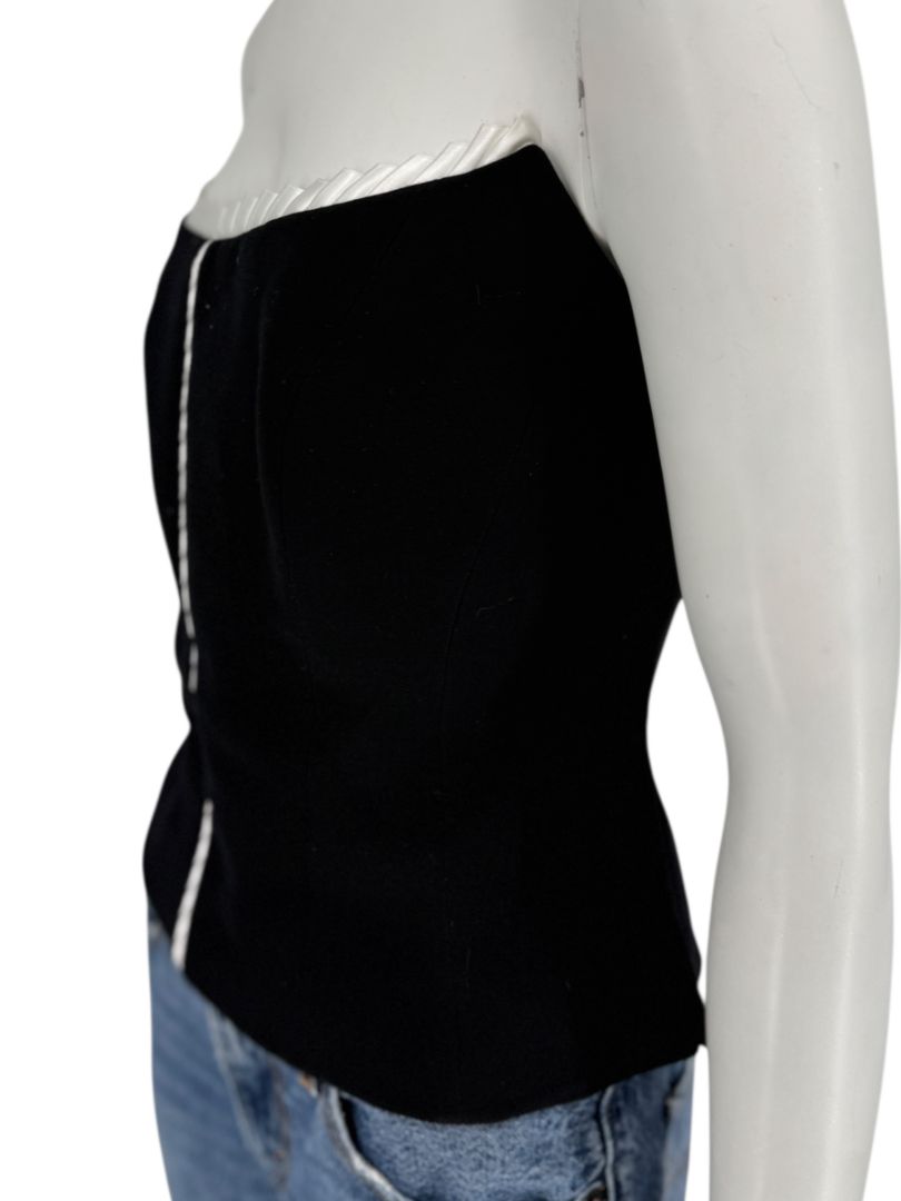 Escada Black Strapless Corset Top with Satin Trim – Size 44