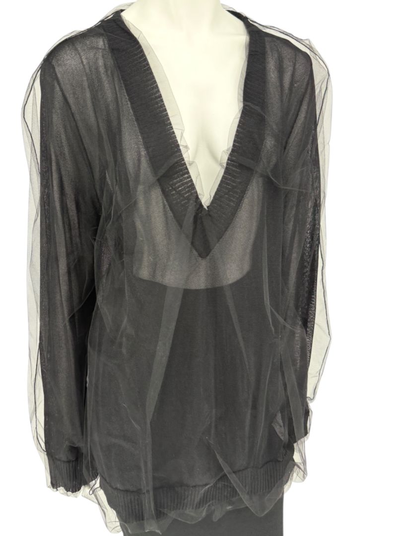 Dolce & Gabbana Black Sheer Layered V-Neck Top – Size L