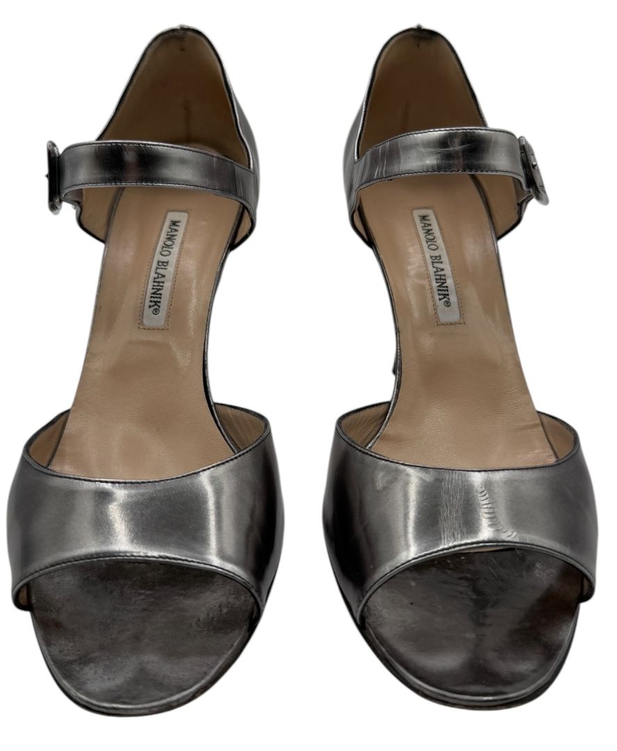 Manolo Blahnik Metallic Leather Heels – Size 41